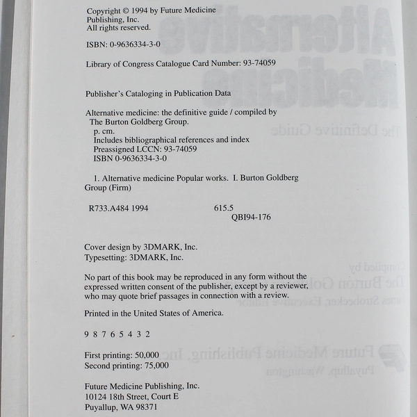 Alternative Medicine The Definitive Guide Burton Goldberg 1994 Hardcover