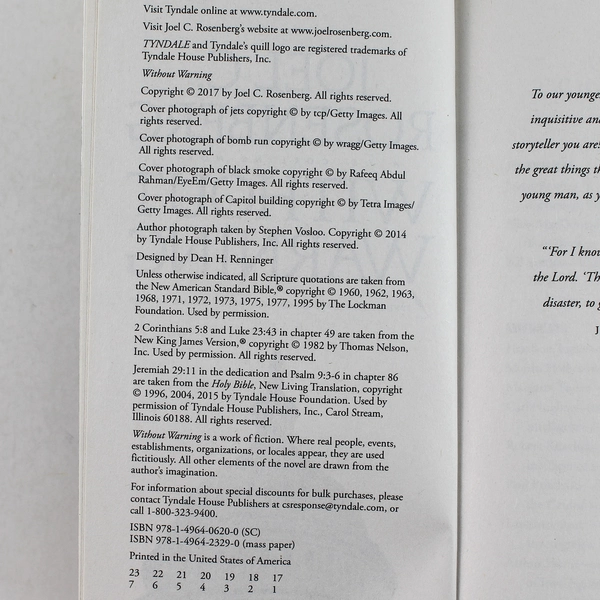 Without Warning by Joel C. Rosenberg 2017 Paperback