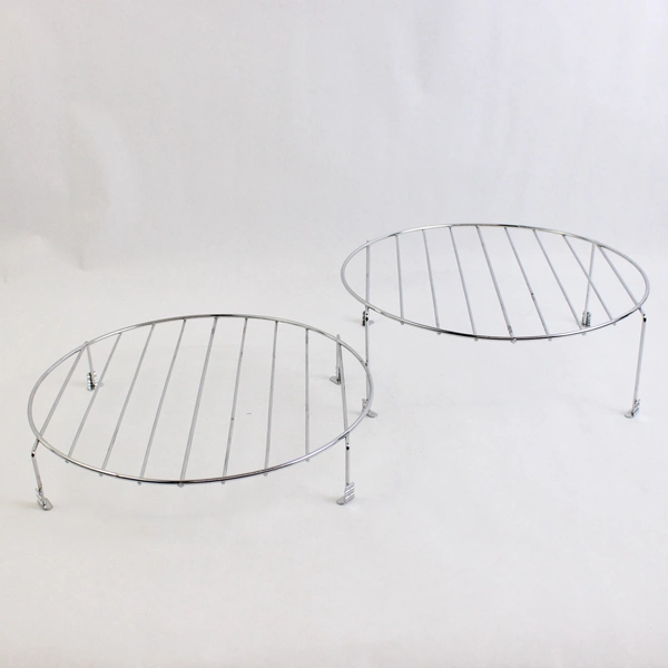 Set of 2 Round MCM Metal Plate Dish Stand Trivet for Serving 2" & 3.75" Height