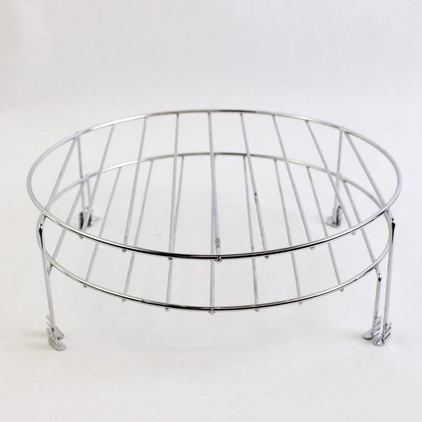 Set of 2 Round MCM Metal Plate Dish Stand Trivet for Serving 2" & 3.75" Height