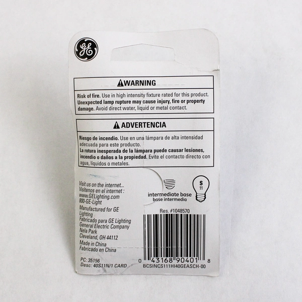 GE 35156 Appliance Bulb 40-Watt Intermediate Base S11 Bulb Type New