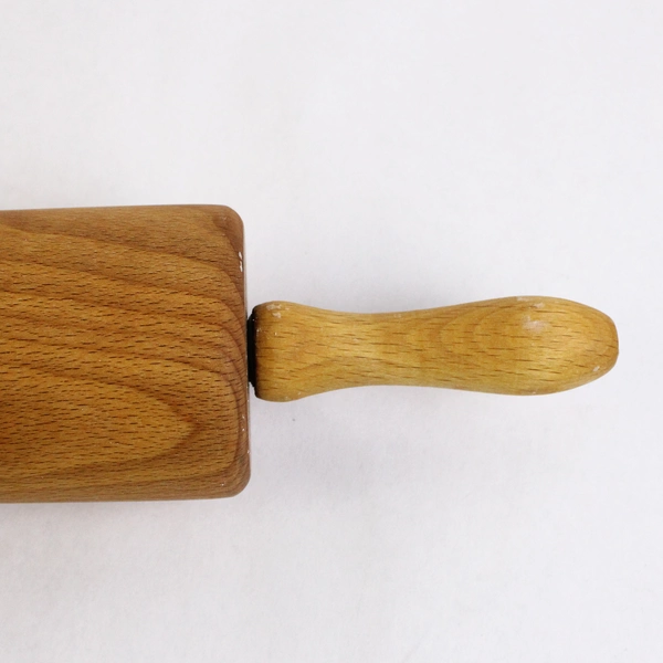 Solid Wood Rolling Pin With Handles Rustic Kitchen Tool 20"