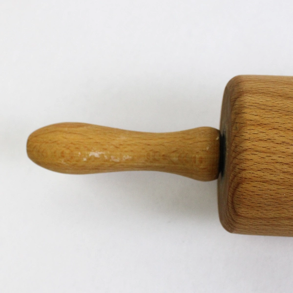 Solid Wood Rolling Pin With Handles Rustic Kitchen Tool 20"