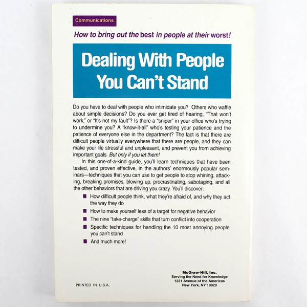 Dealing with People You Can't Stand by Brinkman & Kirschner 1994 PB