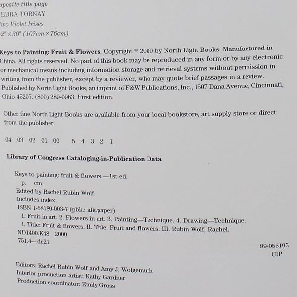 Keys to Painting Fruit and Flowers Rachel Rubin Wolf 2000 Paperback