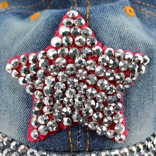 Magid Hats Women's Bedazzled Cotton Denim Baseball Cap Hat