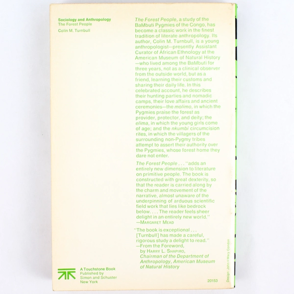 The Forest People by Colin M. Turnbull 1962 Paperback - Rare Study of Pygmies