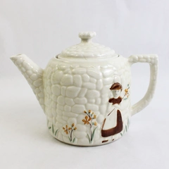 VTG Porcelier China Teapot with Lid Cobblestone Dutch Flower Pattern 2 Quart
