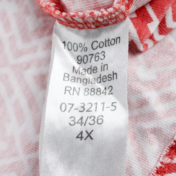 Woman Within Coral Orange and White Diamond Patterned T-Shirt Women's 4X 34/36