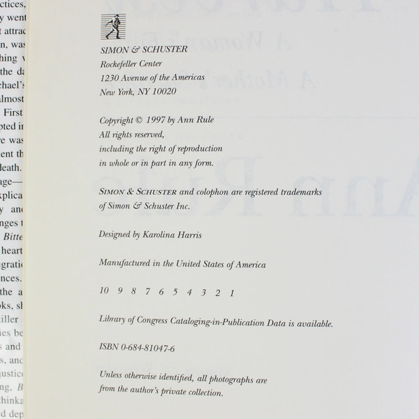 Bitter Harvest: A Woman's Fury a Mother's Sacrifice by Ann Rule 1998 HC