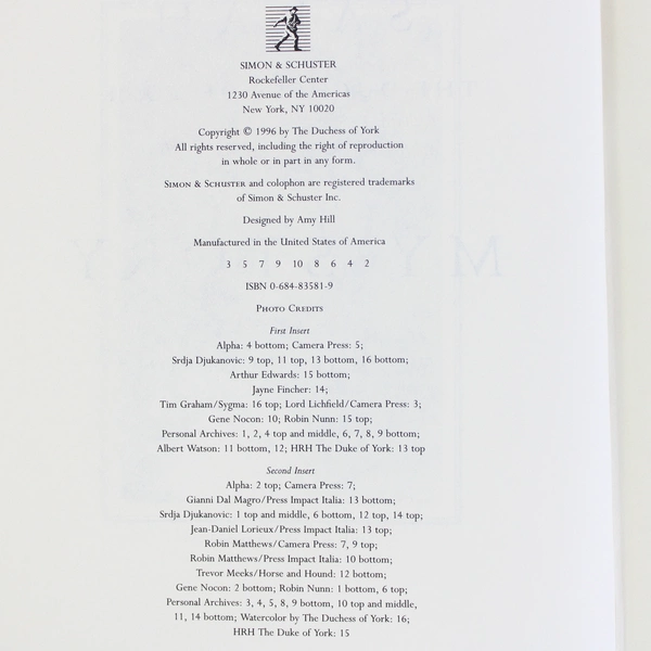 My Story: Sarah The Duchess Of York By Sarah Ferguson 1996 Hardcover