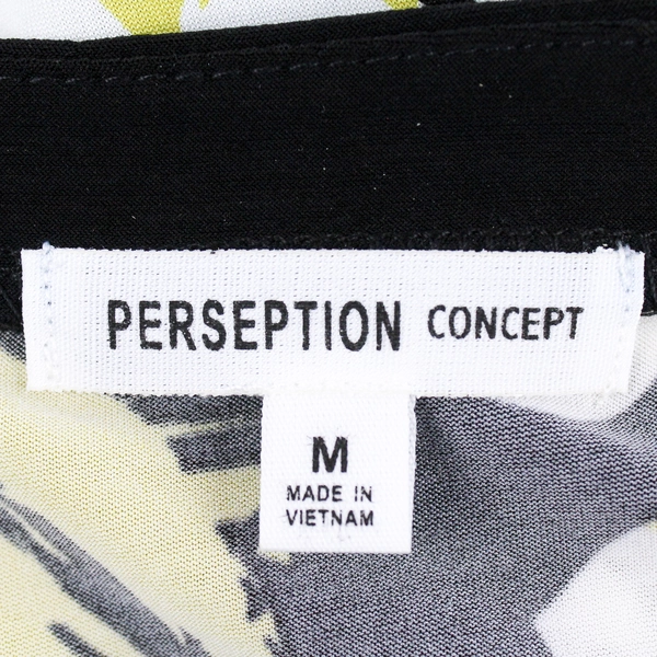 NWT Perseption Concept Chartreuse Black and White 3/4 Sleeve Top Women's Medium