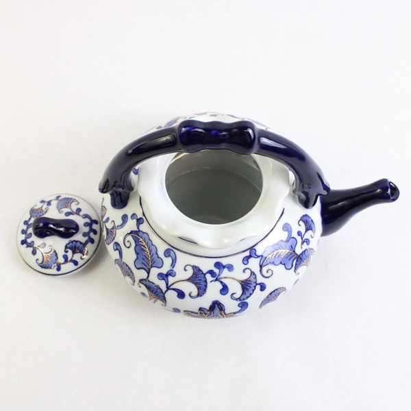 Decorative Chinese Teapot Hand Painted Blue & White Floral