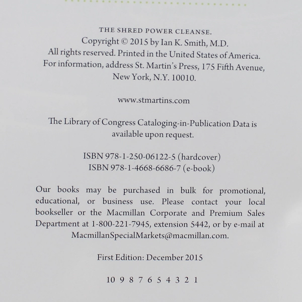 Shred Power Cleanse by Ian K. Smith - Eat Clean, Get Lean, Burn Fat - 2015 HC