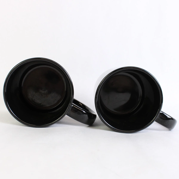 Set of 2 Black Ceramic Puna Covenant Church Keaau Hawaii Coffee Mugs