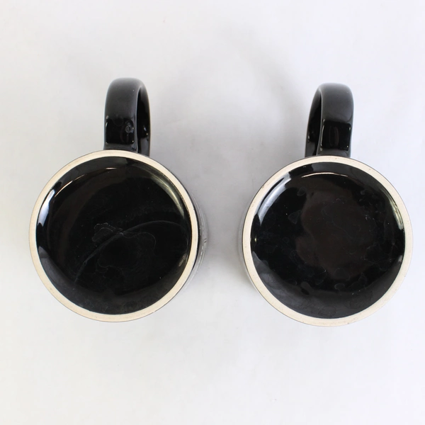 Set of 2 Black Ceramic Puna Covenant Church Keaau Hawaii Coffee Mugs