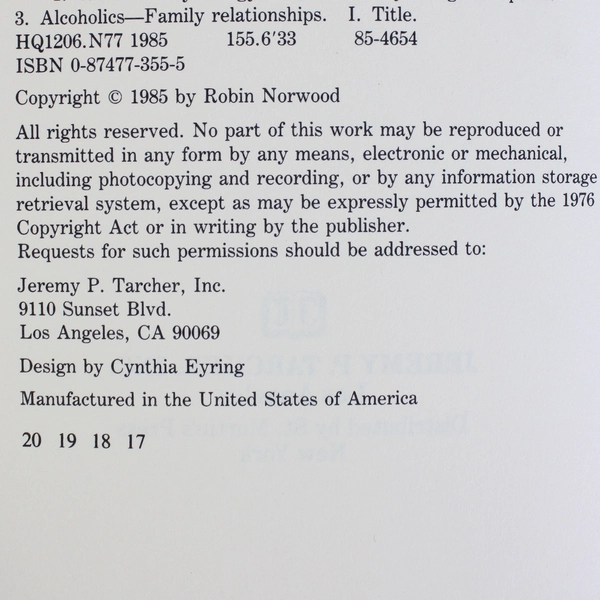 Women Who Love Too Much by Robin Norwood 1985 Paperback