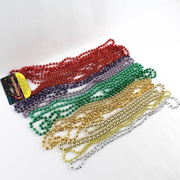 Lot of 15 Colorful Mardi Gras Bead Necklaces - Red, Gold, Green, Purple, Silver