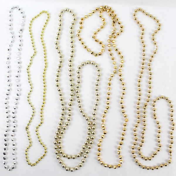 Lot of 15 Colorful Mardi Gras Bead Necklaces - Red, Gold, Green, Purple, Silver