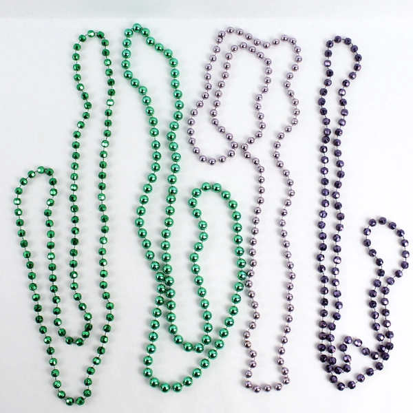 Lot of 15 Colorful Mardi Gras Bead Necklaces - Red, Gold, Green, Purple, Silver
