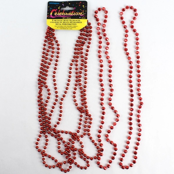 Lot of 15 Colorful Mardi Gras Bead Necklaces - Red, Gold, Green, Purple, Silver