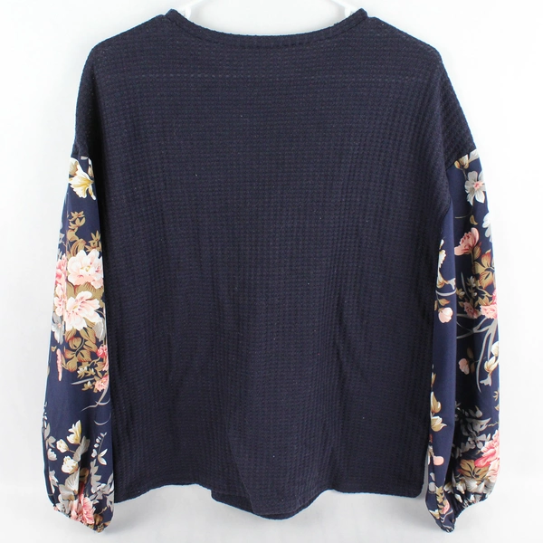 Unbranded Navy Blue Floral Patterned Sweater Women's Size Medium