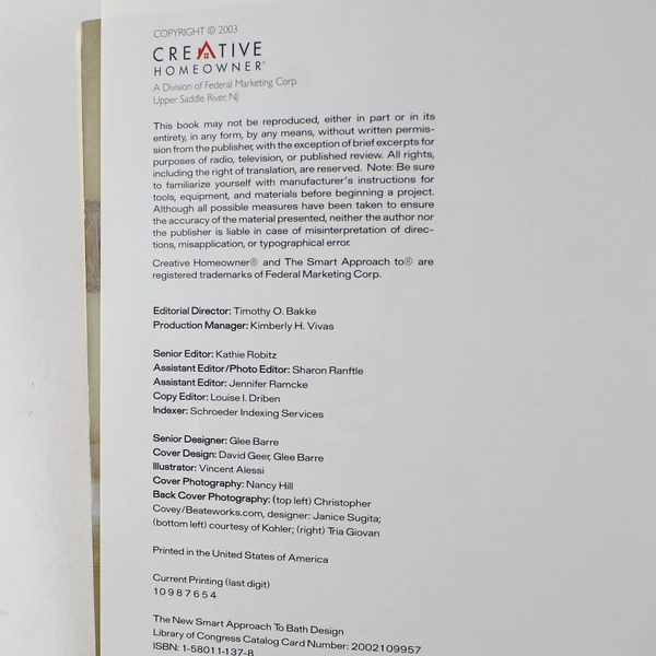 New Smart Approach to Bath Design by Susan Maney 2003 Paperback - Good Condition