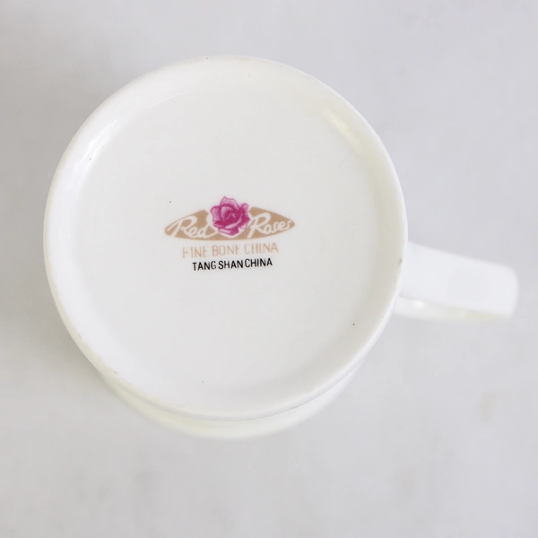 Red Roses Cornflower Bone China Coffee Cup