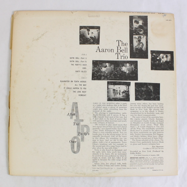 Aaron Bell Trio After the Party's Over 1958