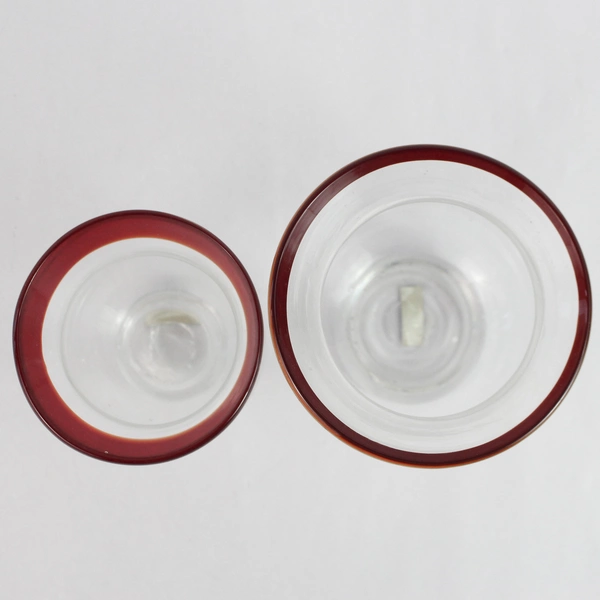 Lot Of 2 Elements Hand Blown Red Rim Vases 4.75" And 5.75" 