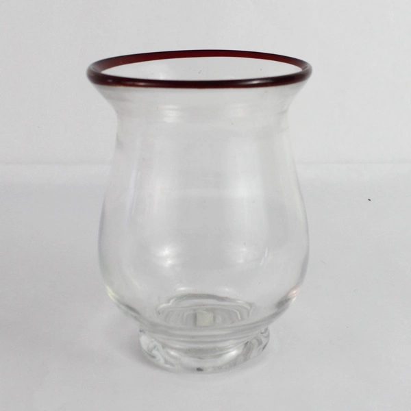 Lot Of 2 Elements Hand Blown Red Rim Vases 4.75" And 5.75" 