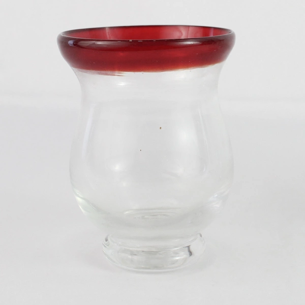 Lot Of 2 Elements Hand Blown Red Rim Vases 4.75" And 5.75" 