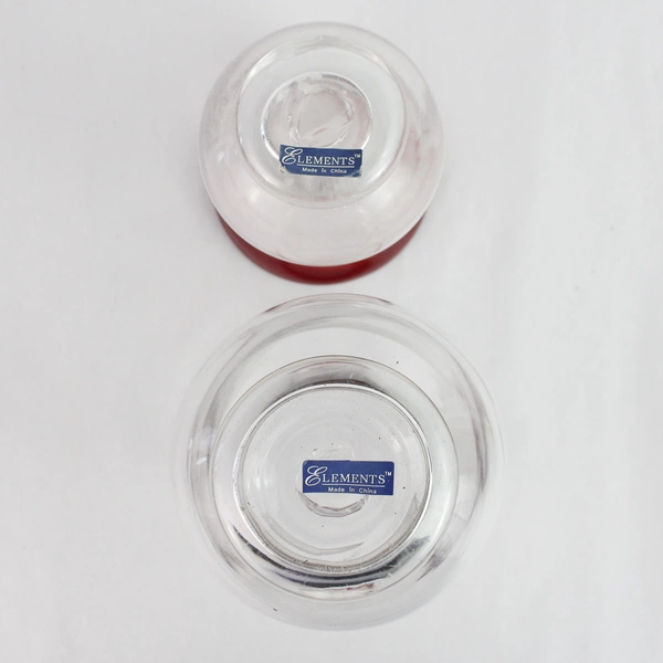 Lot Of 2 Elements Hand Blown Red Rim Vases 4.75" And 5.75" 