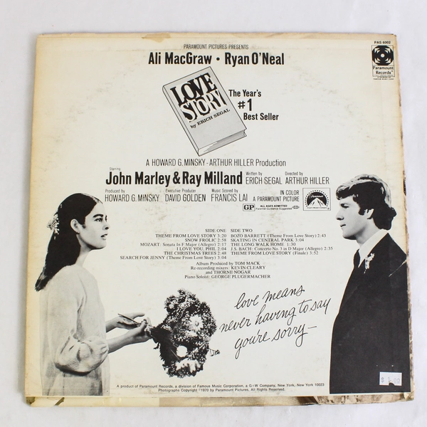 Love Story Original Soundtrack 1970 Vinyl