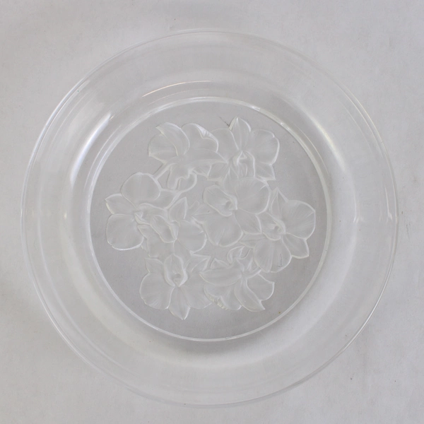 Etched Floral Crystal Trinket Bowl 6.25" Diameter