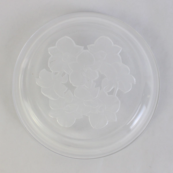 Etched Floral Crystal Trinket Bowl 6.25" Diameter