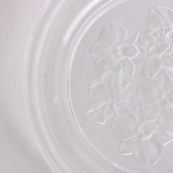 Etched Floral Crystal Trinket Bowl 6.25" Diameter