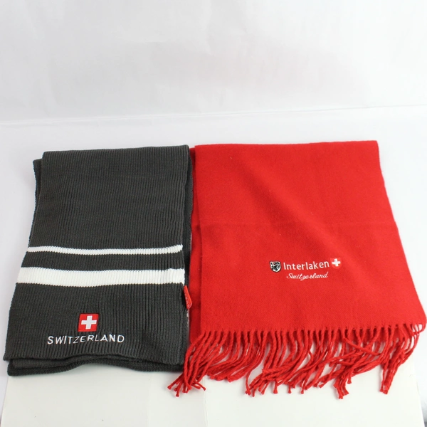 Lot of 2 Switzerland Acrylic Scarves - Gray & Red Winter Accessories