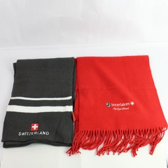 Lot of 2 Switzerland Acrylic Scarves - Gray & Red Winter Accessories