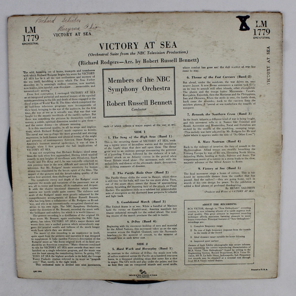 Victory at Sea Orchestral Suite Record Richard Rodgers 1953 LP 12" Vinyl
