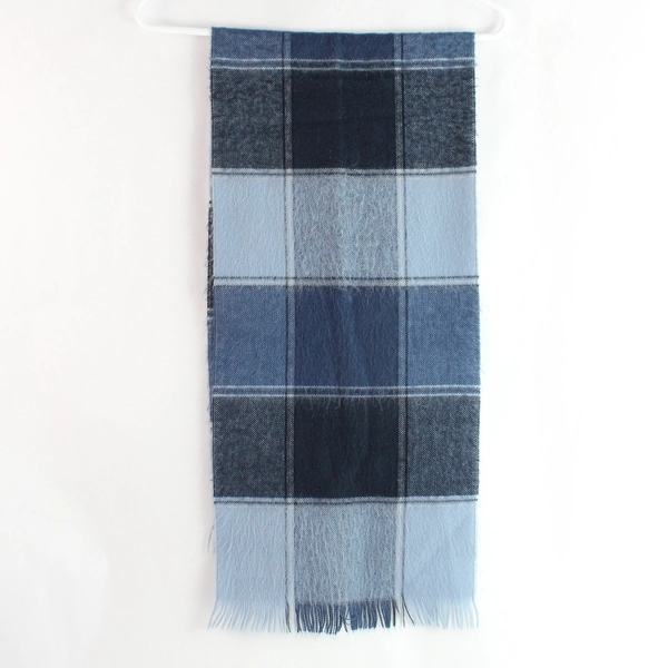 High Sierra Blue Plaid Acrylic Unisex Scarf - Winter Accessory, Pre-owned