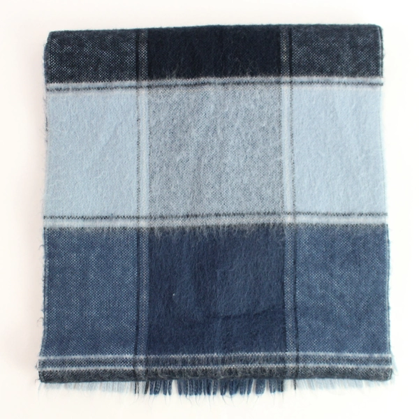 High Sierra Blue Plaid Acrylic Unisex Scarf - Winter Accessory, Pre-owned