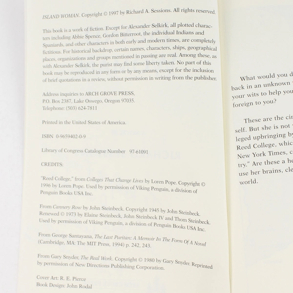 Island Woman by Richard Sessions 1997 Paperback - History Adventure Book