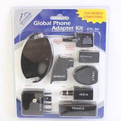 Optimum Global Phone Adapter Kit 8 Pc Set 7 Adapters 8 Foot Retractable Cord NIP