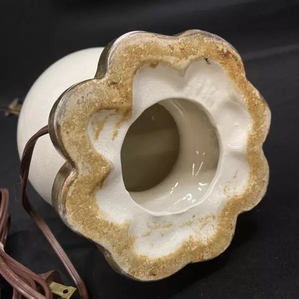 Antique 1940's Hand Painted Porcelain Double Handled Urn Lamp Works No Shade