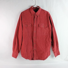Lands' End Red Cotton Button-Down Shirt Men's Large 16-16.5 Good Condition