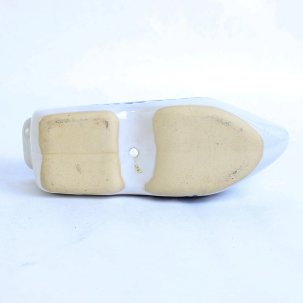 Gray Ceramic Dutch Clog Ashtray With A Hand Painted Blue Windmill And Flowers