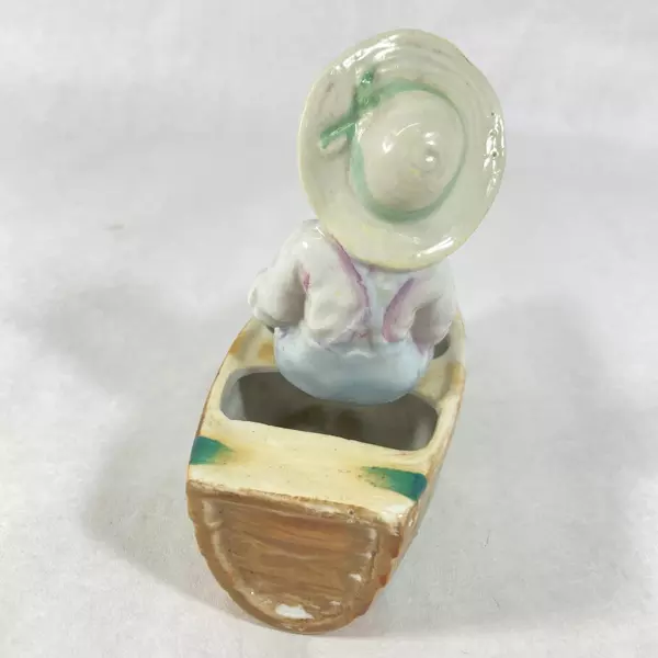 Vintage Ucago Porcelain Figurine Boy In a Boat Fishing