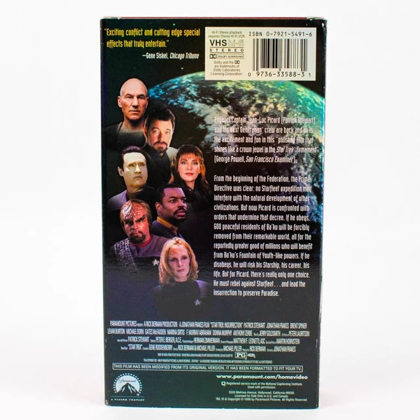 Star Trek Insurrection Patrick Stewart 1999 Paramount VHS PG