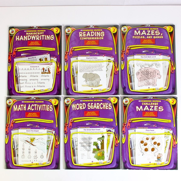 Set of 6 Homework Helpers Workbooks Grade 2 Reading Writing Math Puzzles